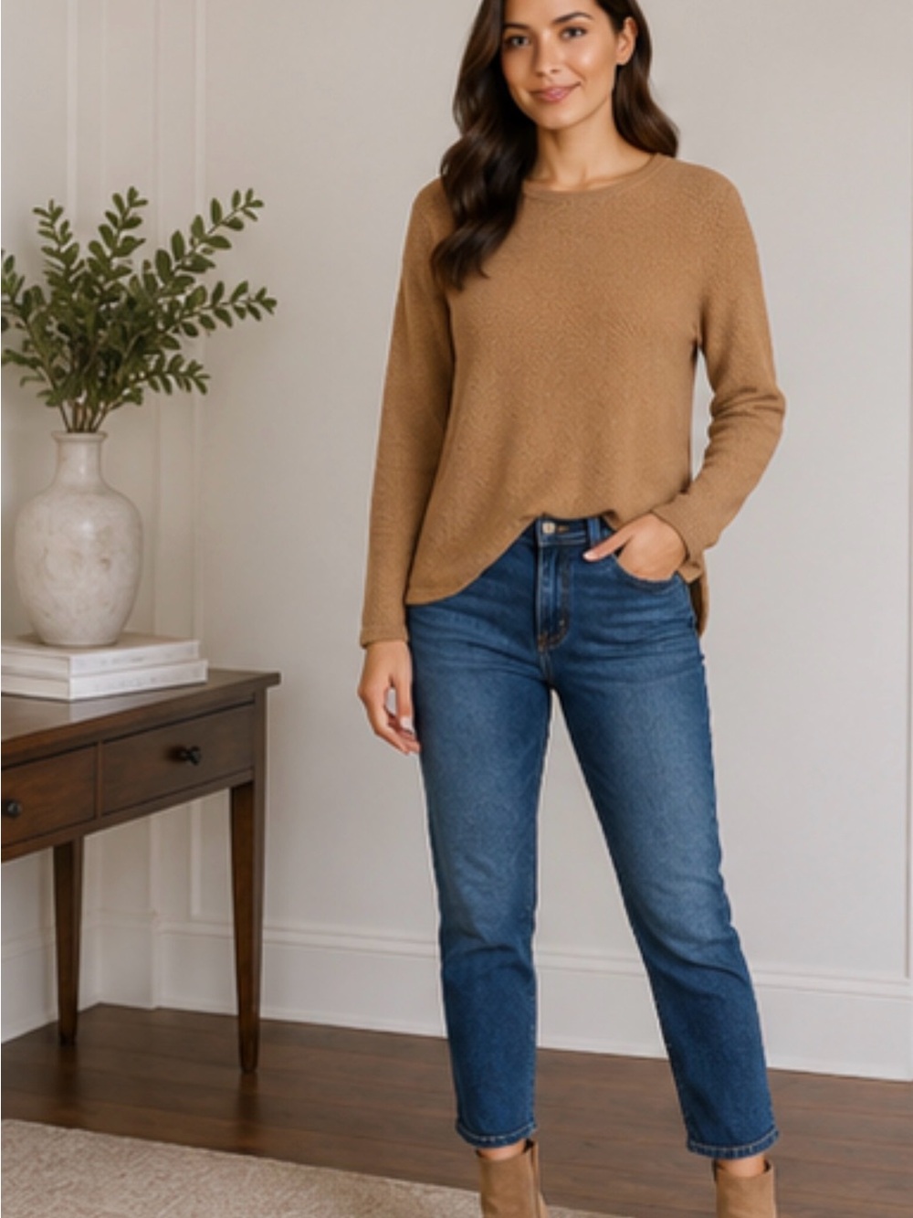 Michael Kors Black Knit Crewneck Sweater with Gold Label